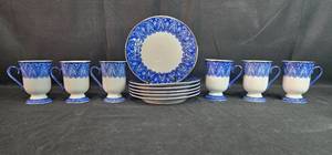 lot 350 image: Bombay Blue and White Porcelain Mug and Plate Set, Mugs and Plates