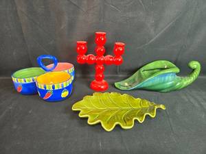 lot 353 image: Collection of Colorful Ceramic Decor and Serveware Including Gibson and Harvest