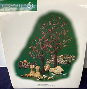 lot 28 image: Dept. 56 Halloween Autumn Landscape Set