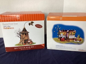 lot 45 image: Dept. 56 Halloween Haunted Tower Tours and Costumes For Sale