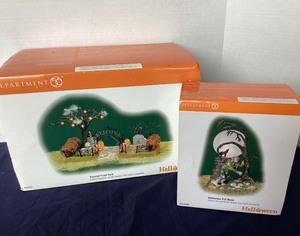 lot 93 image: Dept. 56 Halloween Haunted Front Yard and  Halloween Full Moon