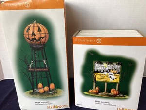 lot 106 image: Dept. 56 Halloween Halloween Festival Billboard and Halloween Water Tower