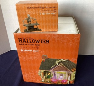 lot 111 image: Dept. 56 Halloween The Skeleton House and Is This Seat Taken