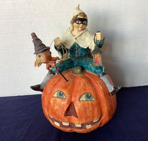 lot 139 image: Brittany Lowe Halloween Masked Boy Riding Pumpkin