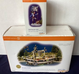 lot 163 image: Dept. 56 Halloween  The Spooky Schooner and Captain Black Barts Ghost