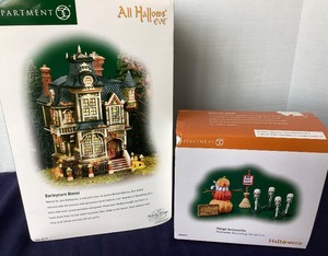 lot 180 image: Dept. 56 Halloween  Barleycorn Mansion and Halloween Decorating Set