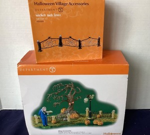 lot 214 image: Dept. 56 Halloween Gravely Landscape Set and Wicked Web Fence
