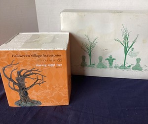 lot 216 image: Dept. 56 Halloween Gloomy Night Tree and Halloween Accessories (22 pcs)