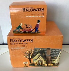 lot 250 image: Dept. 56 Halloween The Pumpkin House and Bringing Home The Winner