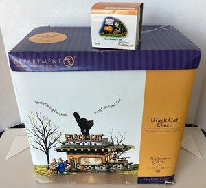lot 251 image: Dept.56 Halloween Black Cat Diner and Black Kittens For Sale