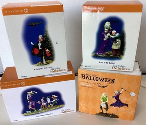 lot 254 image: Dept. 56 Halloween Little Ghouls Field Trip, Bats in My Belfry, A Vampires Best Friend and Batminton