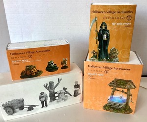 lot 257 image: Dept. 56 Autumn Accessories Harvest Time, Forgotten Garden, The Grim Reaper and Haunted Well