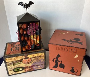 lot 275 image: Pair of Halloween Boxes and Lantern