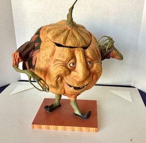 lot 61 image: Rare Bethany Lowe Halloween Party Pumpkin Man Candy Container
