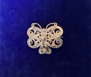 lot 64 image: Norwegian Silver Filigree Butterfly Pin