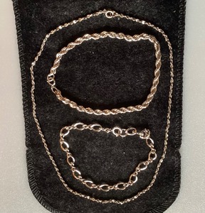 lot 62 image: Pair of Sterling Bracelets and a Sterling Necklace