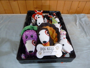 lot 56 image: 9 Target Plush Dogs in Coca-Cola Tray