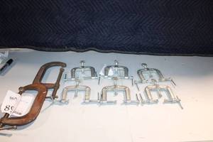 lot 18 image: Lot of 8 Metal C-Clamps Assorted Sizes