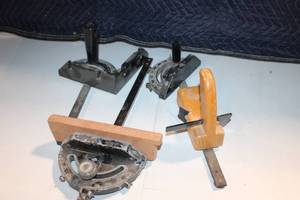 lot 20 image: Set of 4 Woodworking Miter Gauges and Guides