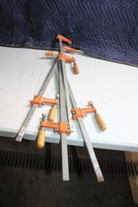 lot 71 image: Set of 4 Heavy-Duty Bar Clamps with Wooden Handles