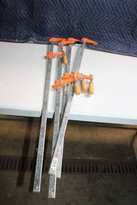 lot 72 image: Set of 4 Jorgensen Steel Bar Clamps 36 Inch with Wooden Handles
