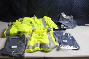 lot 81 image: Collection of High-Visibility Braden Construction Work Shirts and Safety Hoods
