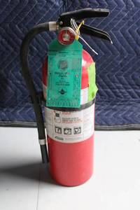 lot 85 image: Industrial Safety Red Fire Extinguisher with Inspection Tag