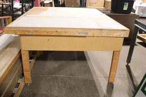 lot 108 image: Used Wood Work Table 77x59 Inches