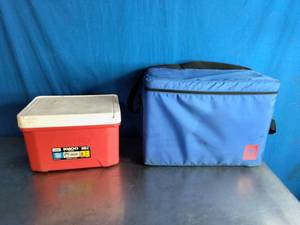 lot 27 image: Igloo 9 Quart and a Biohazard Coolers