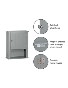 lot 51 image: RiverRidge Home Products Ashland Single-Door Wall Cabinet - Gray