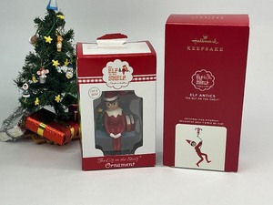 lot 35 image: 2 Elf on the Shelf Hallmark Keepsake Christmas Ornaments