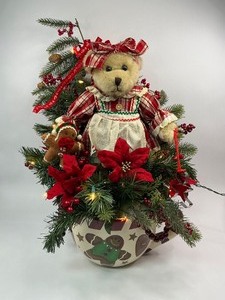 lot 143 image: Christmas Teddy Bear Lighted Tabletop Decoration or Centerpiece