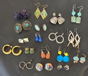 lot 33R image: Collection of Assorted Pair of Earrings, Mixed Styles and Materials