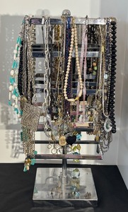 lot 45R image: Large Group of Assorted Costume Necklaces with Stand