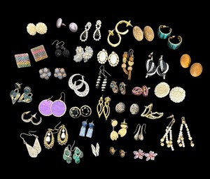 lot 81R image: Collection of  Pairs Fashion Earrings Assorted Styles and Materials