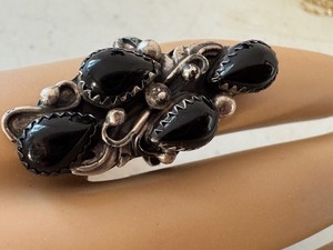 lot 57J image: Sterling Silver and Onyx Ring, Size 6