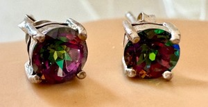 lot 65J image: Sterling Silver Mystic Topaz Stud Earrings
