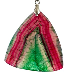 lot 69J image: Watermelon Tourmaline Pendant with Blue Cord, 2 Inch