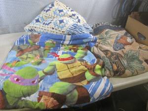 lot 11 image: (A-2) 2 Throw Blankets and Ninja Tu...