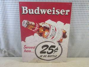 lot 31 image: (FS) Budweiser Metal Sign 16 x 12 ...