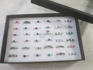 lot 73 image: (CNTR) Tray of 36 Assorted Rings...