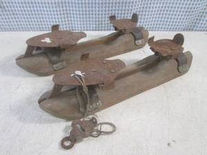lot 93 image: (CS) Pair of Antique Ice Skates wit...