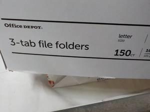 lot 30 image: 150 Office Depot 3 Tab File Folders...