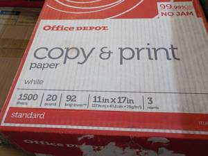lot 61 image: Office Depot 1500 Sheets White 11 x...