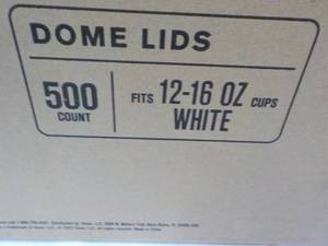 lot 72 image: Case of 500 Highmark White Dome Lid...