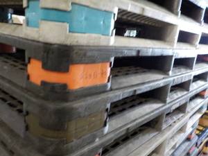 lot 104 image: 3 Heavy Duty Plastic Pallets...