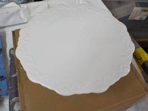 lot 132 image: White Pedestal CakeSnack Plate...