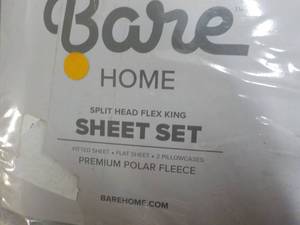 lot 225 image: Bare Home Split Head Flex King Shee...