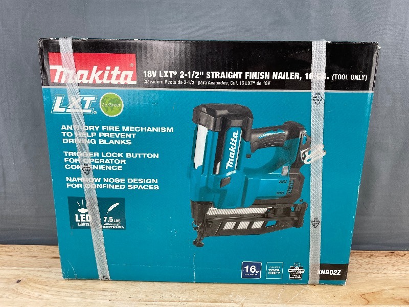 lot 5A image: Makita 18V LXT Lithium-Ion 16-Gauge Cordless 2-12 in. Straight Finish Nailer $389 Retail - Brand New