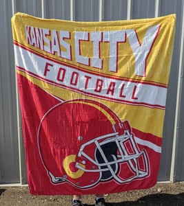 lot 70 image: NFL Kansas City Chiefs Football Throw Blanket 50 x 64 - Brand New